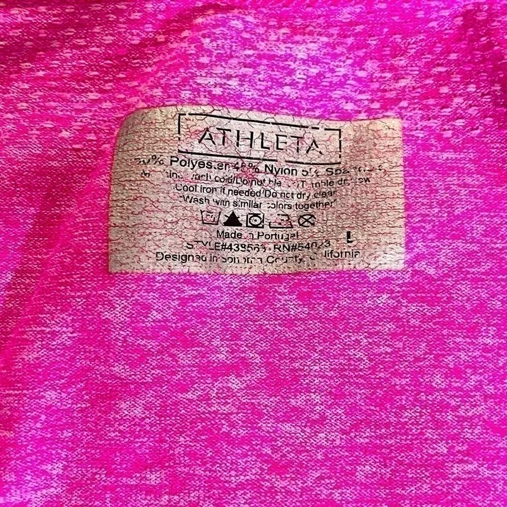 Athleta pink ruched workout athletic short sleeve moisture wicking top - Picture 2 of 8